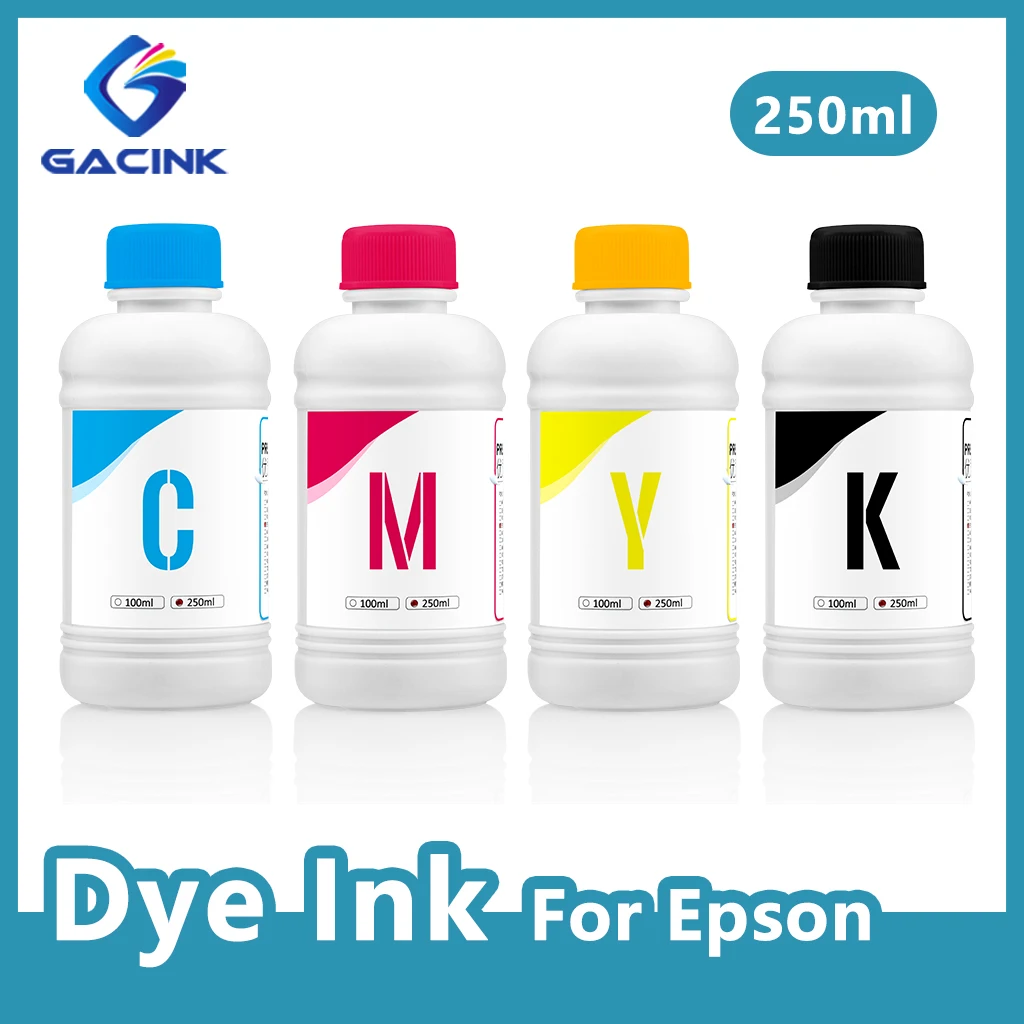 GACINK For Epson Dye Ink 250ML 4Colors/Set Suit For All Epson 3800 3880 9800 9880 Large Format Printer Universal Dye ink