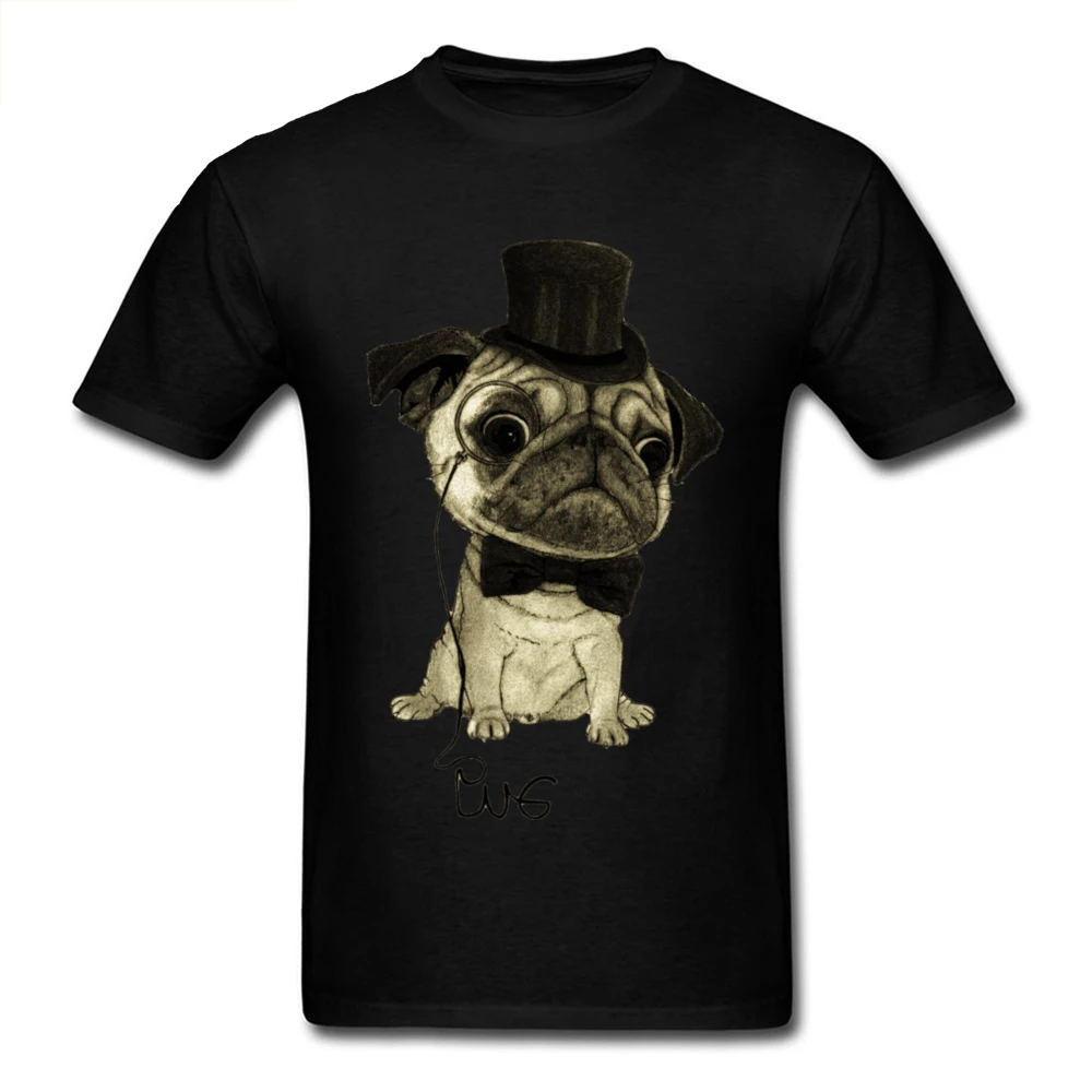 

Gentle Pug 90's Newest Men's White T-shirt Vintage Animal Painting No Fade Tops & Tees Funny