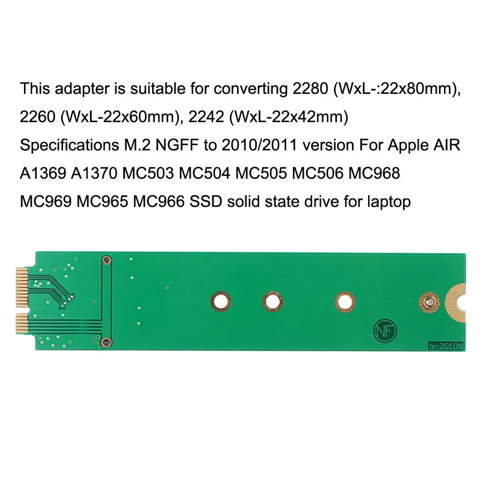 адаптер m 2 ngff ssd a1369 a1370 для 2010 2011 macbook air m2 ssd конве