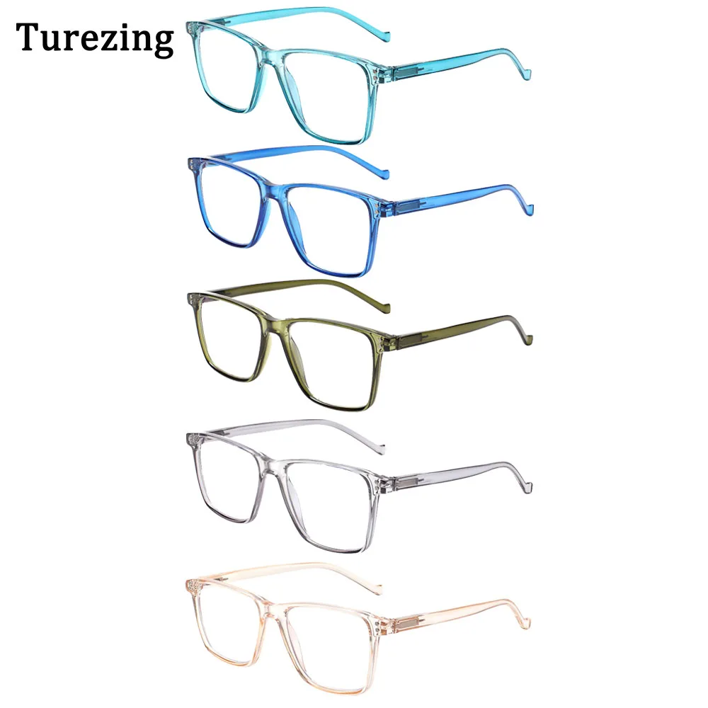 

Turezing 5 пар прямоугольной классической прозрачной цветной оправы, очки по рецепту для мужчин и женщин, декоративные очки для чтения