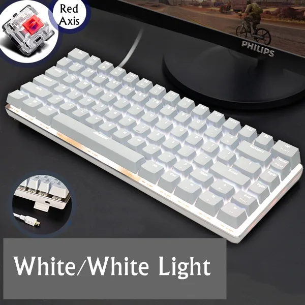 Option 11 Ajazz AK33 82 клавишная панель из сплава USB Проводная Подсветка Механическая игровая клавиатура синяя/черная ось со съемным кабелем - Цвет: Option 11