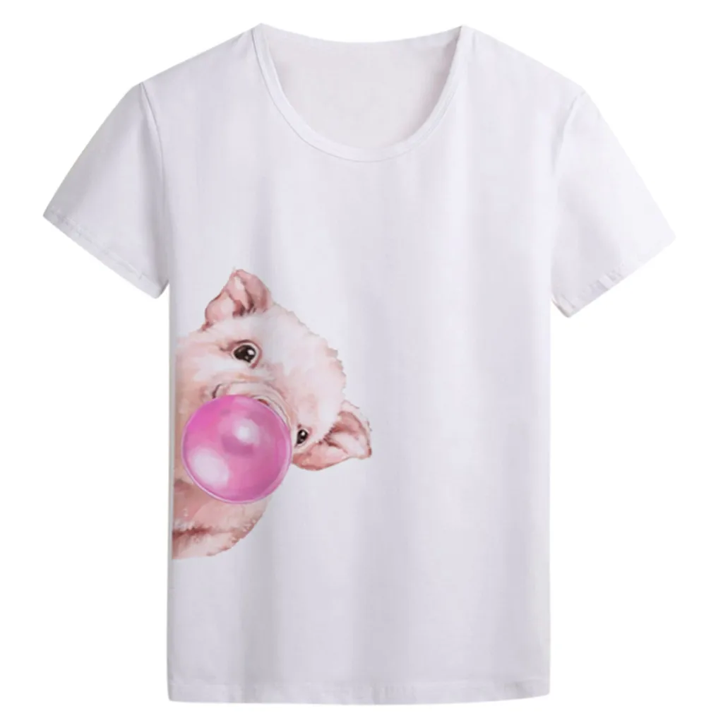 Стильная стильная модная забавная футболка с рисунком маленькой свинки принтом