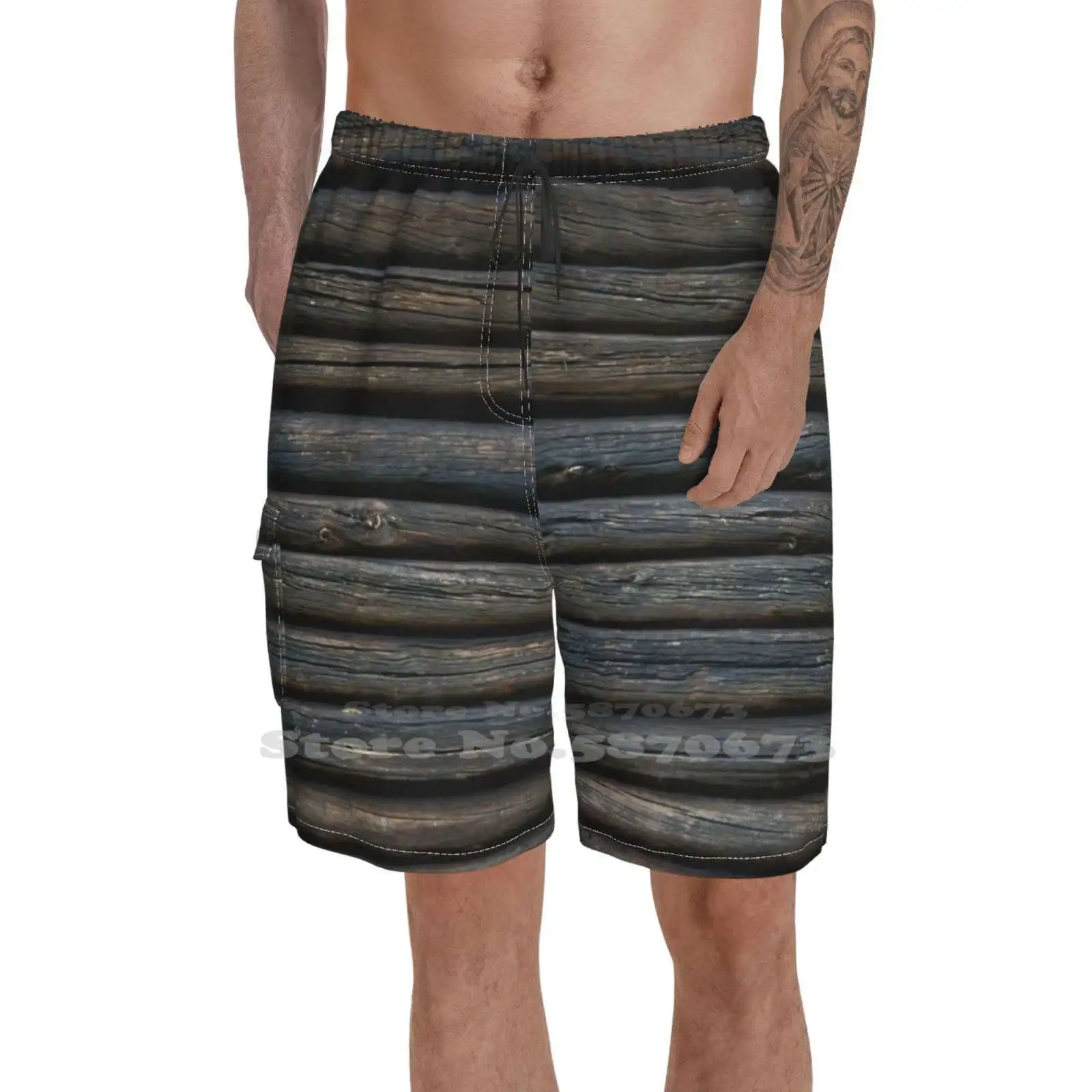 

Norwegian Log Cabin Men'S Fashion Shorts Sports Shorts Norwegian Wood Log Cabin Texture Old Nature Norway Arteemis