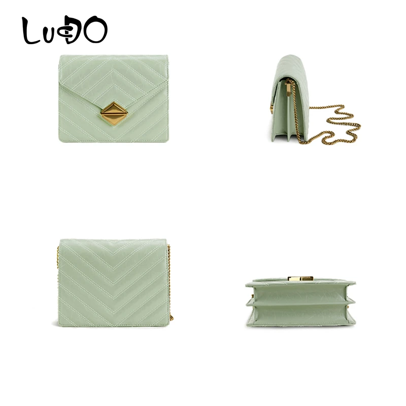 

LUCDO Retro Fashion Designer Handbags High Quality PU Leather Chain Lock Shoulder Messenger Bags 2020 New Crossbody Bags Bolsa