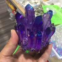 natural purple electroplating transparent crystal cluster stone ore demagnetization stone net chemotherapy energy decorative sto