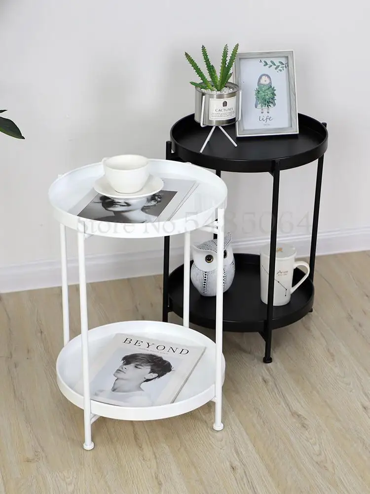 Скандинавский съемный Маленький журнальный столик с круглым ремнем Диванный