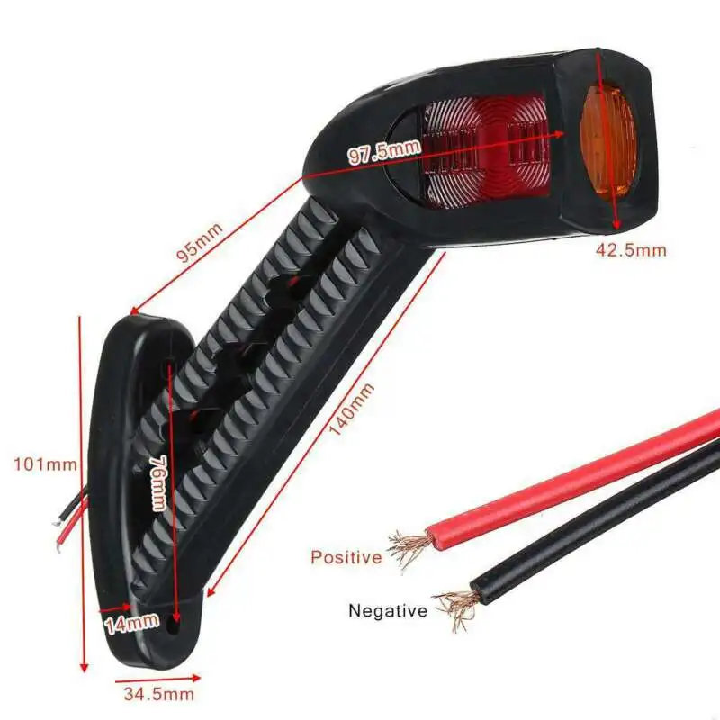 

Lamp Lights Outline Red White Amber Side Marker Trailer Truck 12-24V 2pcs