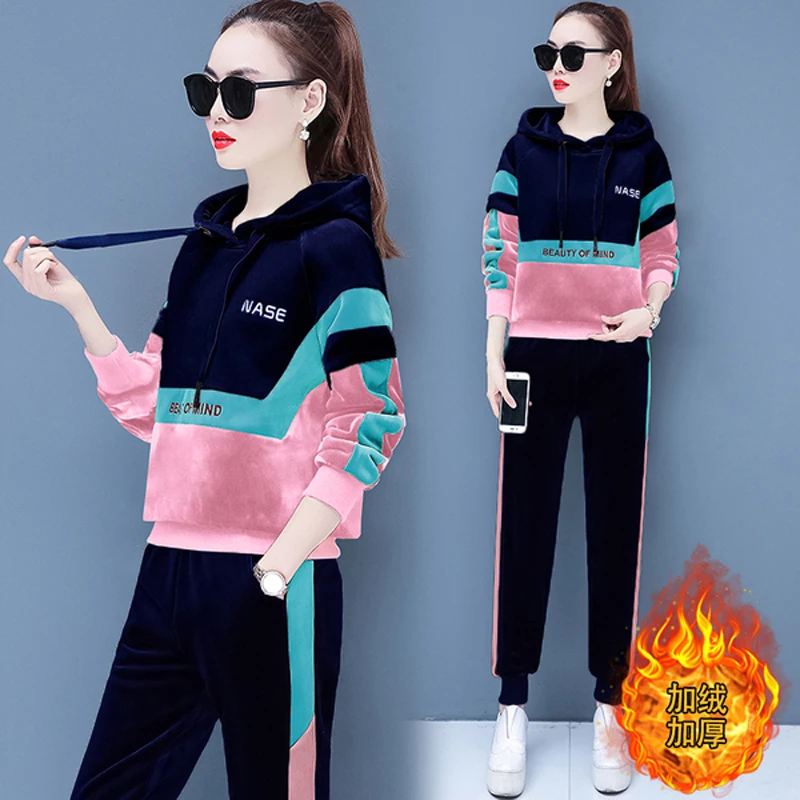 Спортивный костюм большого размера плюс спортивный для женщин 2020 топ и штаны в