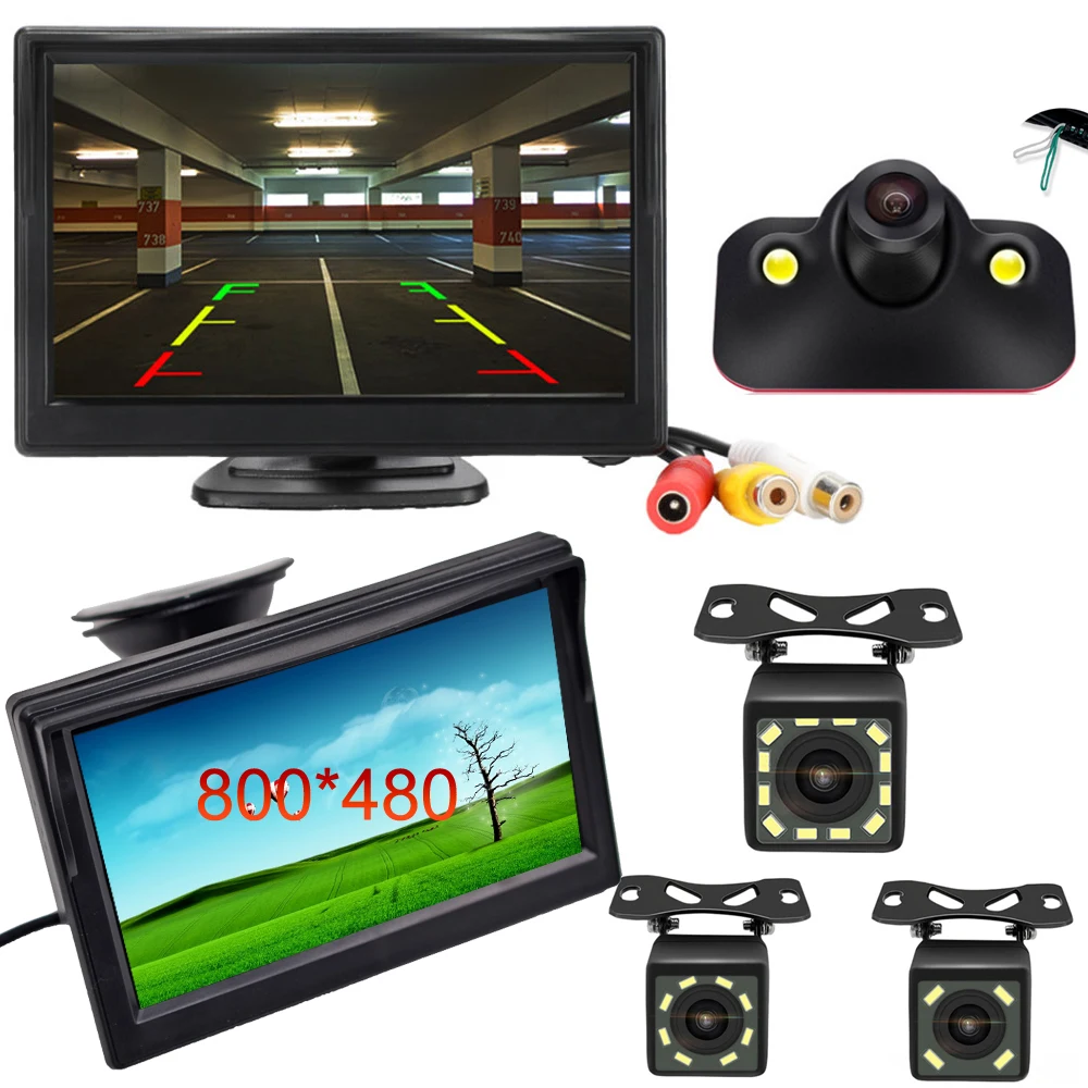 5-дюймовый TFT ЖК-экран автомобильный монитор HD800 * 480 парковки заднего вида с 2