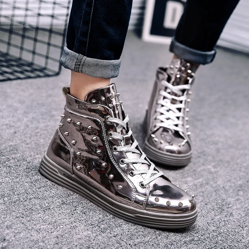 Мужские туфли из ПУ кожи дышащая удобная повседневная обувь с заклепками