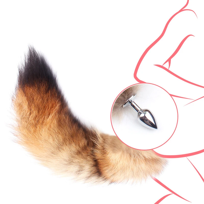 Анальная пробка с хвостом Красной лисы металлическая животное эротическая секс