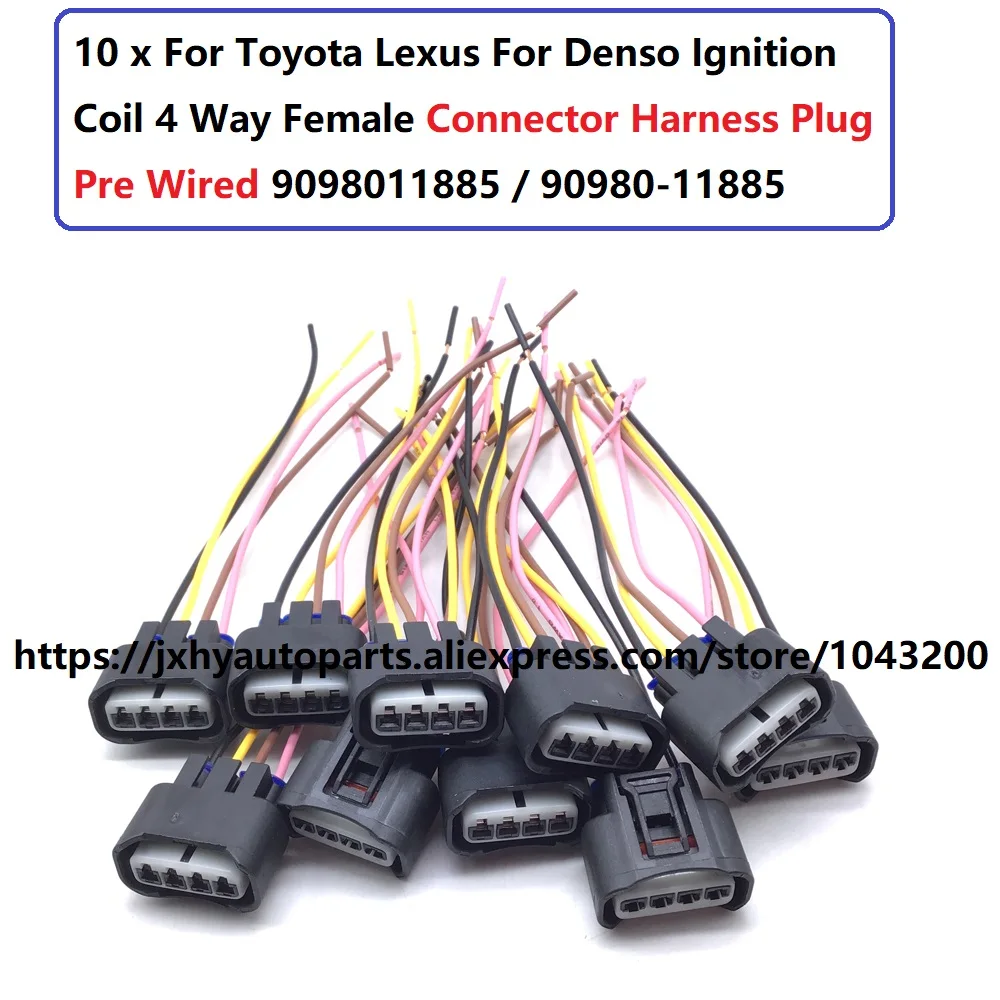 90980 11885 для Toyota Lexus катушка зажигания Denso 4 Way Женский Разъем Жгута Проводов