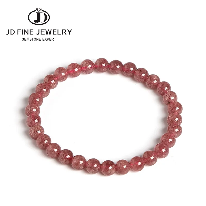 Браслет женский с клубничным кварцем и бусинами 6-10 мм | Украшения аксессуары