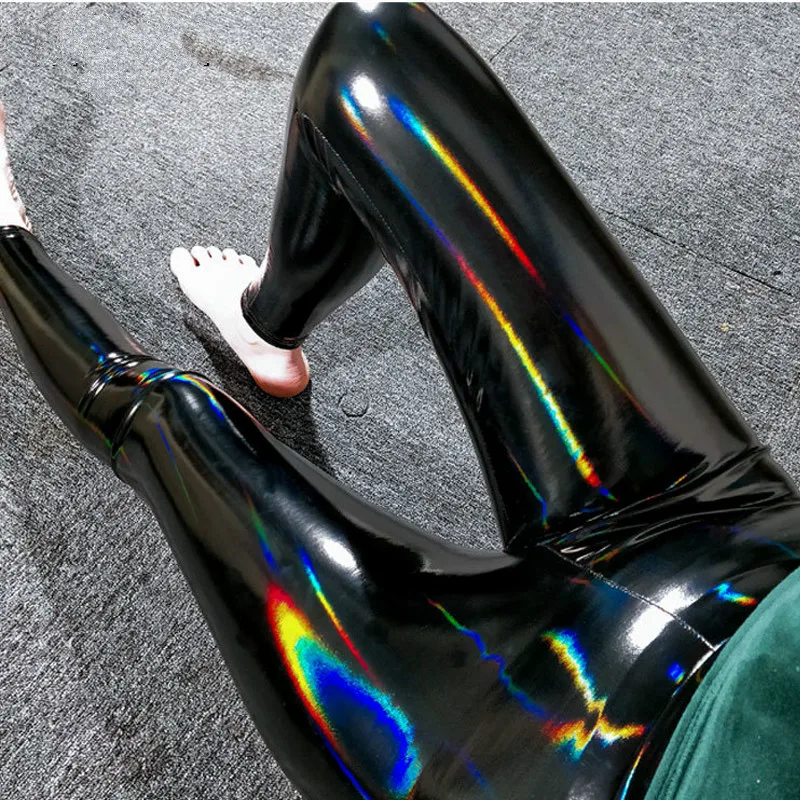 Женские леггинсы из ПУ кожи с влажным эффектом|Легинсы| |