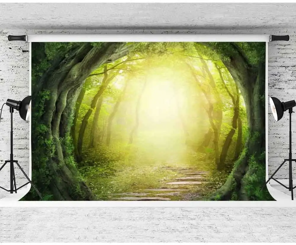 

Мечтательный волшебный лес джунглей фон для фотосъемки фантазийные милый Мишка фон вечерние обои с блестками для студийной Фотокабины