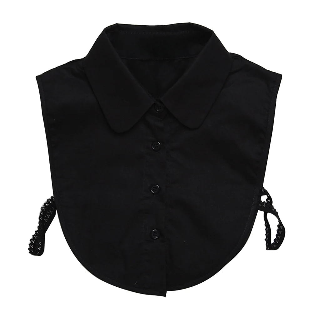

Women Button-down Shirt Lapel Blouse All-Match Solid Clothes Accessories Choker Detachable Collar Round Top Lightweight