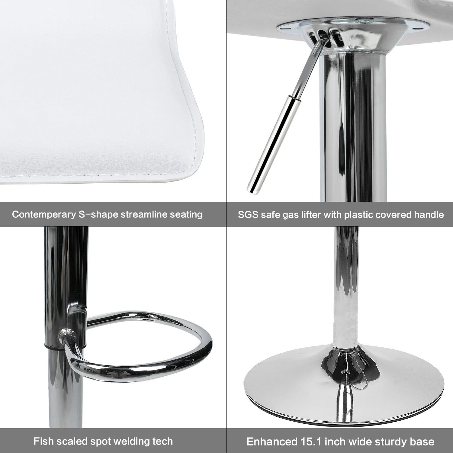 

Adjustable Bar Stool PU Leather Swivel Seat Pub Table Set Kitchen Counter Chair