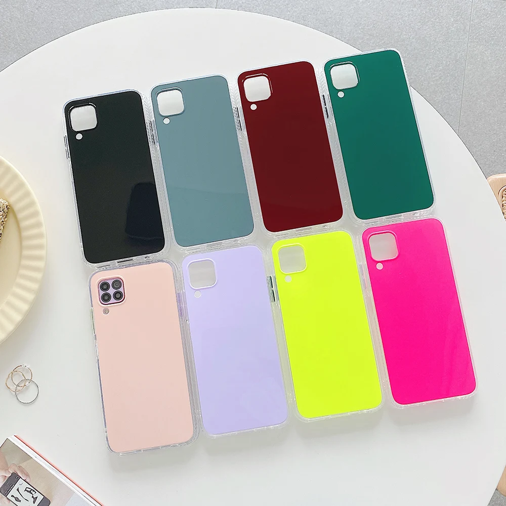 

Fluorescence Solid Color Phone Case For Huawei P40 Lite P40 Pro Luxury Soft Camera Protection Phone Back Cover Cases
