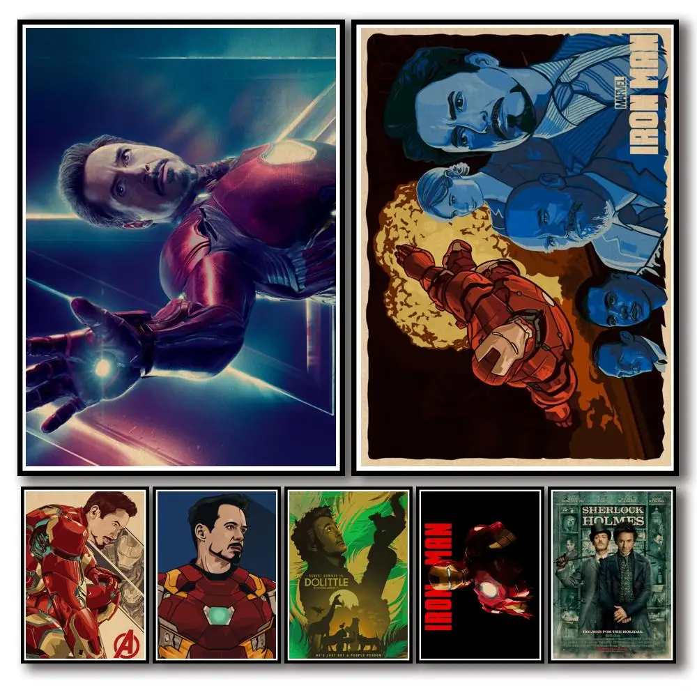 

50 Дизайнов Роберт Дауни плакат из крафт-бумаги главный герой искусство необычная Наклейка на стену для бара Кофейни