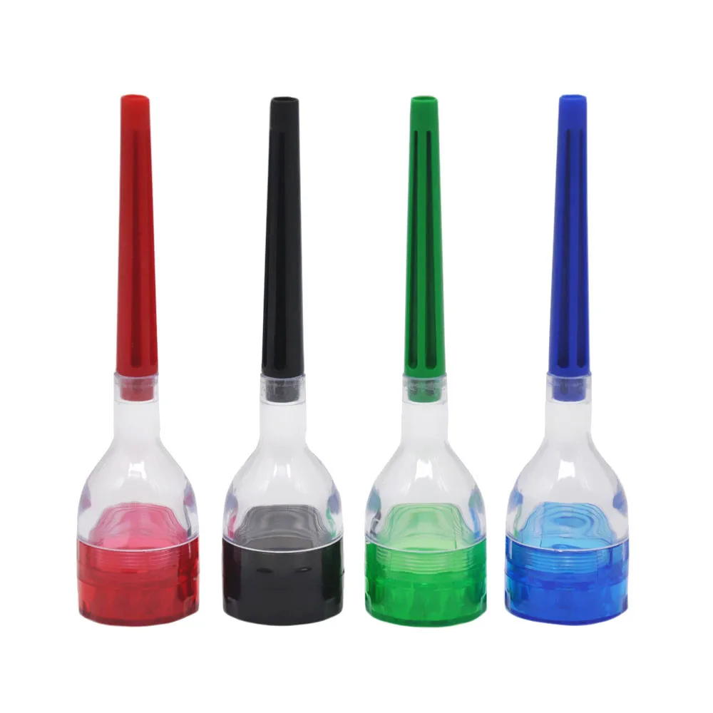 

Plastic Herb Grinder with Multifunctional Cone Roller Transparent Cigarette Maker Funnel Shaped Pepper Tobacco Crusher