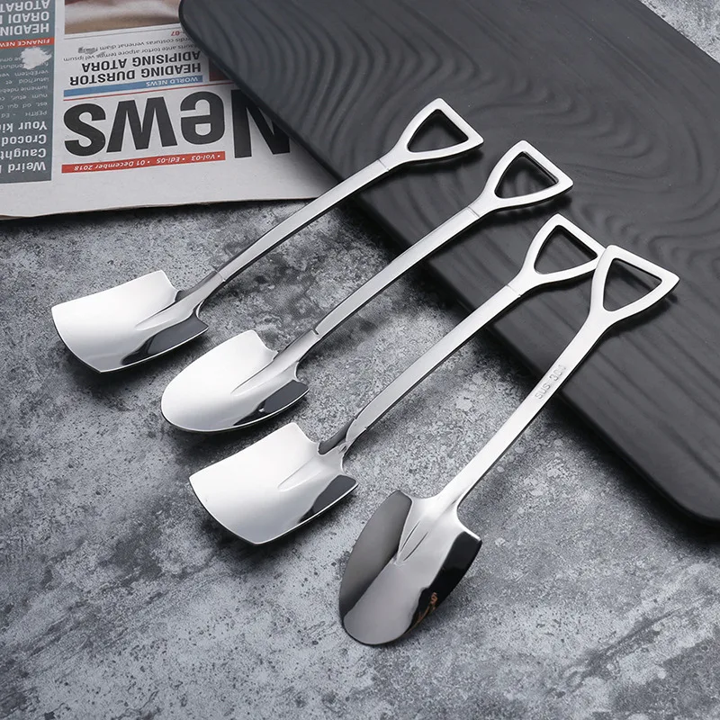 

2pc stainless steel coffee spoon Retro shovel ice cream spoon Creative tea-spoon Fashion Tableware Free shipping
