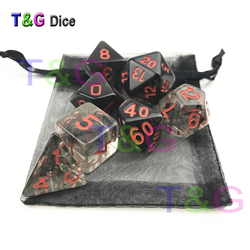 7 шт./компл. высокое качество полупрозрачные кубики туманности D4 D20 Плюс сумки из