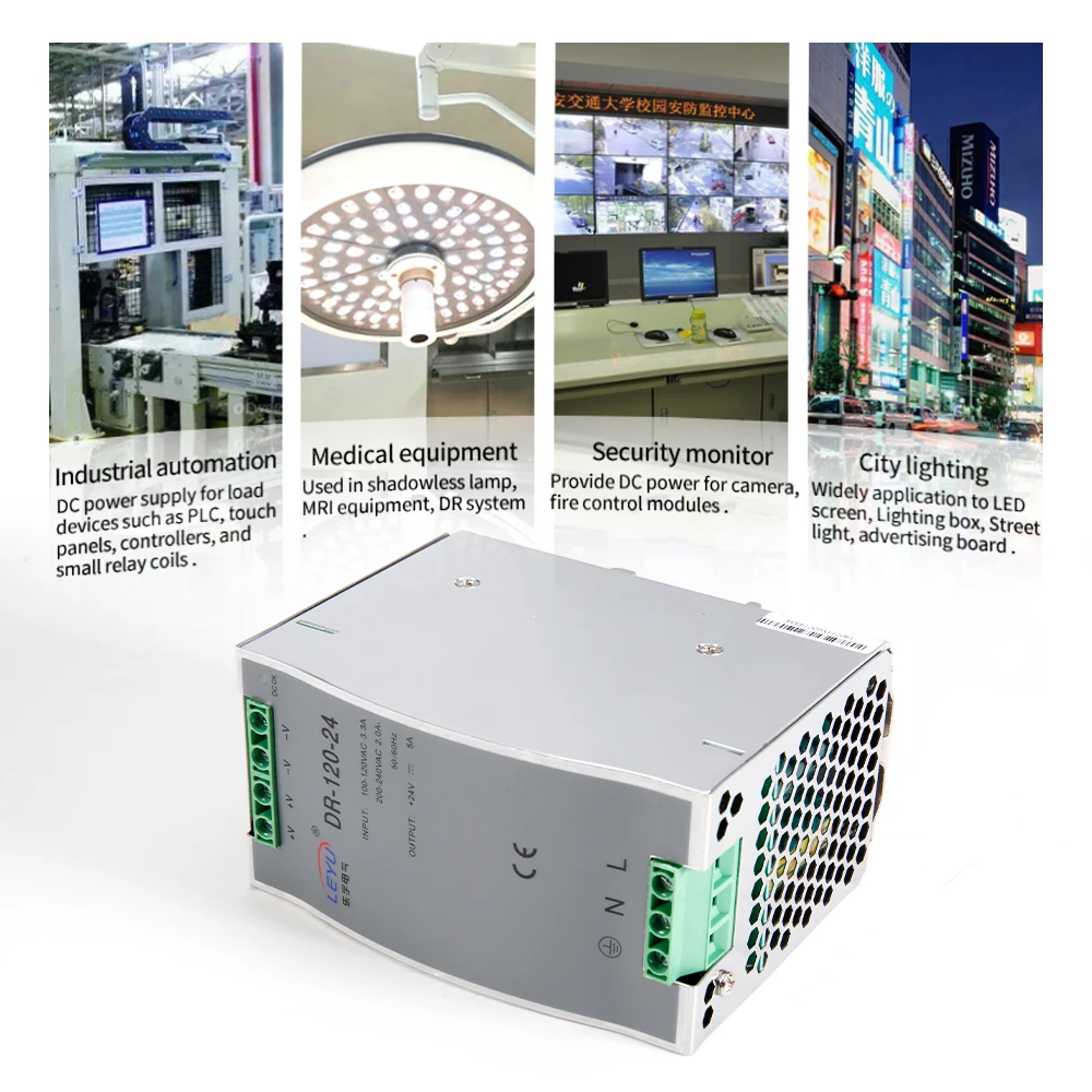 Быстрая доставка DR 120 24 со светодиодным индикатором 120w 24v Выход AC DC din рейка