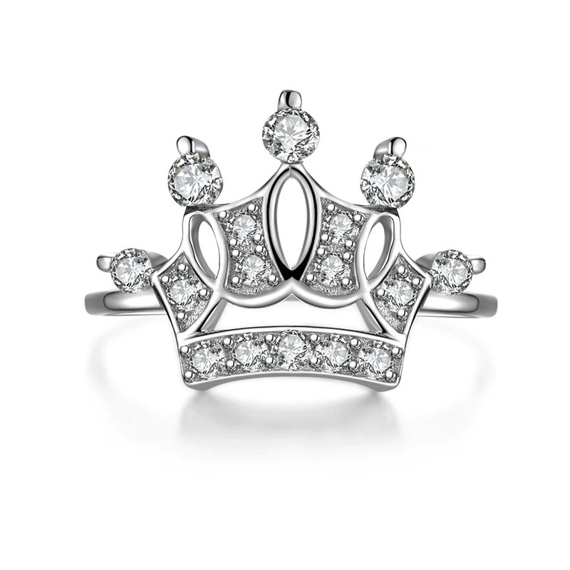 Роскошные бриллиантовые серебряные обручальные кольца с Королевской короной