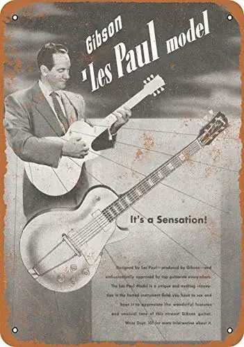 12 x 16 Metal Sign - Gibson Les Paul Introduction - Retro Wa