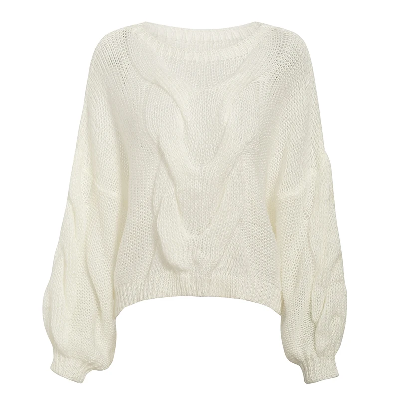 S19ST1026-2 Misswim Casual loose mohair women pullover Autumn winter oversized sweater female lantern sleeve orange sweater jumpers mujer - Цвет: S19ST1026-2