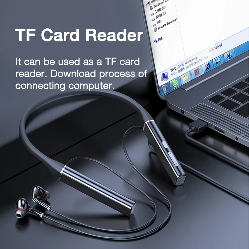 

EARDECO 80 Hours Endurance Bluetooth Headphone Bass Wireless Headphones Stereo Neck Headset with Microphone Magnetic TF Card EQ