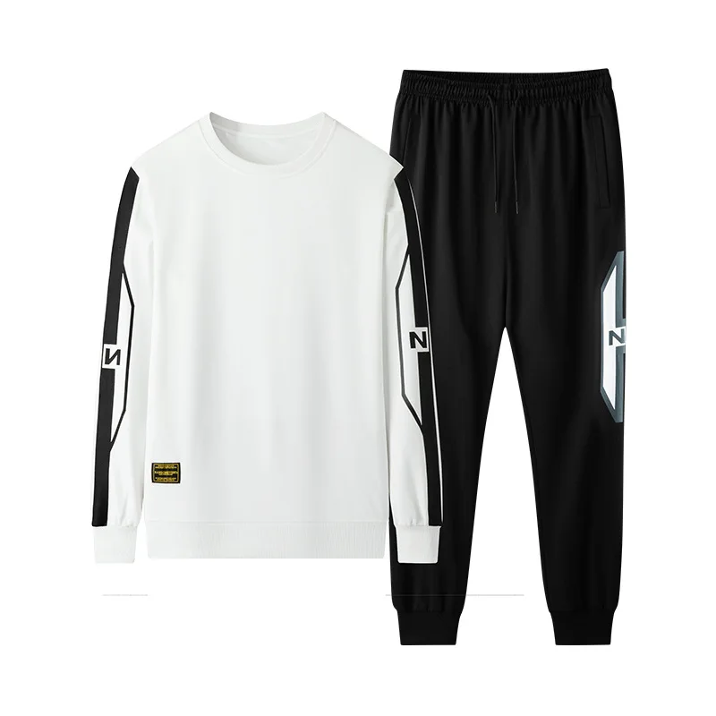 

Cotton sports suit men's spring and summer short-sleeved T-shirt casual running trousers plus size loose sweater 2 two-piece sui