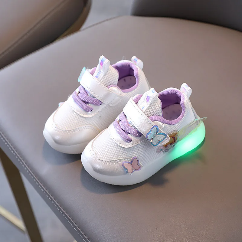 

Toddler Girl Shoes Casual Princess Soft Bottom Anti-Slip Baby Girl Shoes Purple Pink Color Newborn Mesh Breathable Kids Sneakers