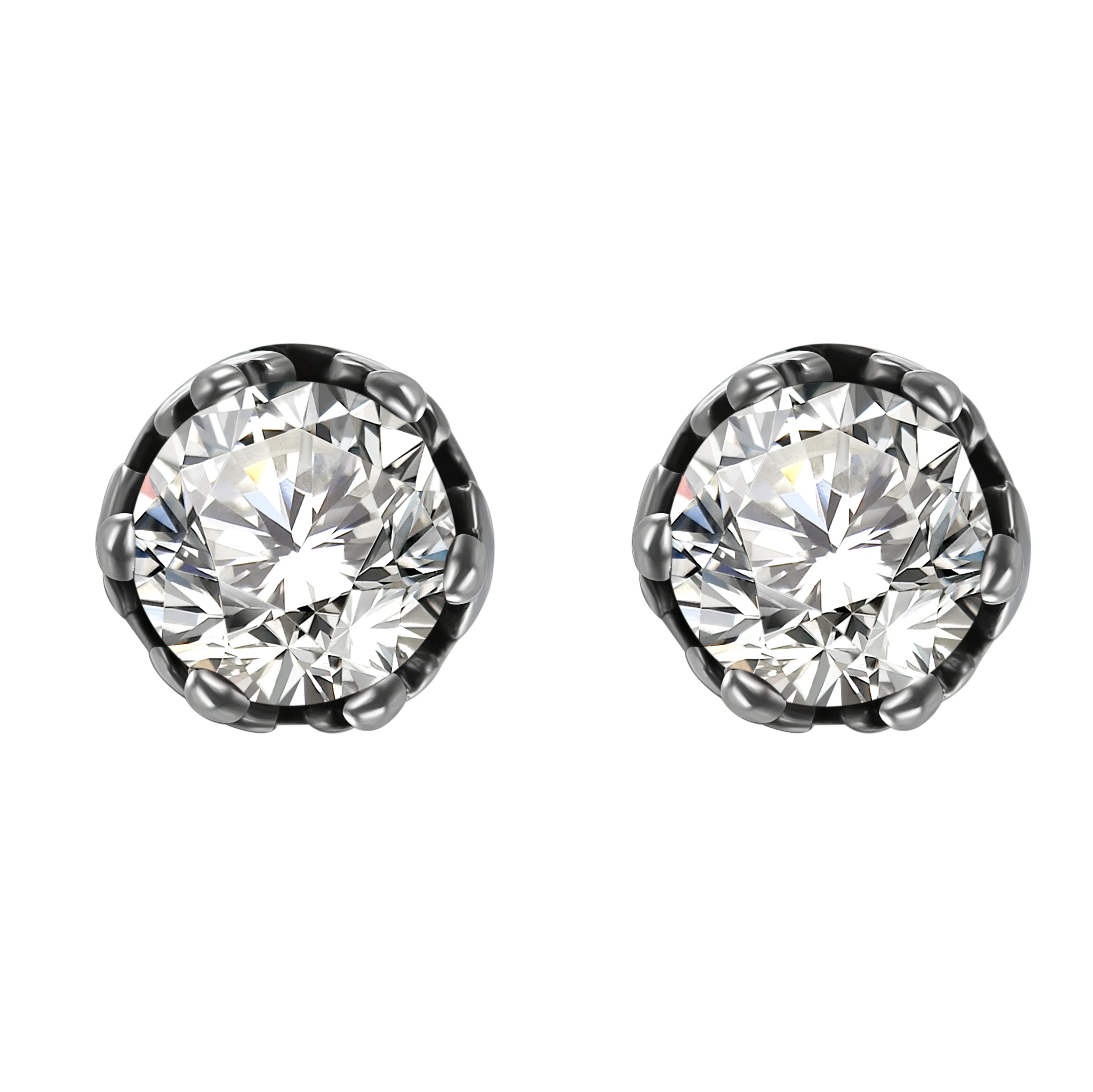 Винтажные модные серьги из нержавеющей стали для мужчин с черным фианитом