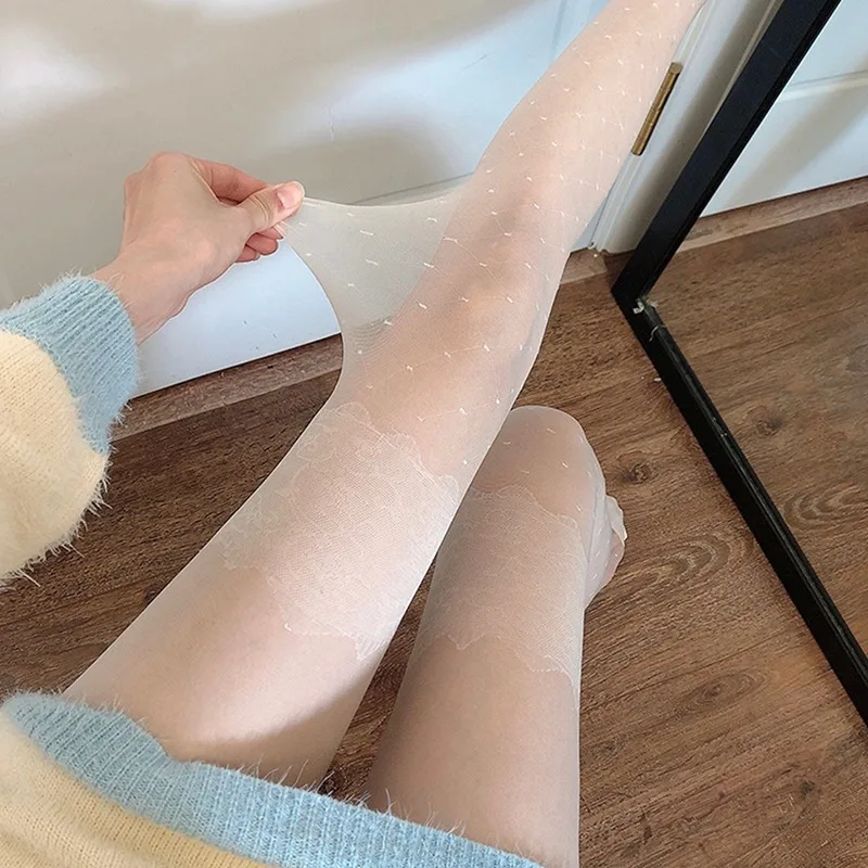 2022 Women Elastic Tights Classic Small Polka Dot Silk Stockings Thin Ladies Vintage Weight Control Body Sexy Pantyhos | Женская одежда