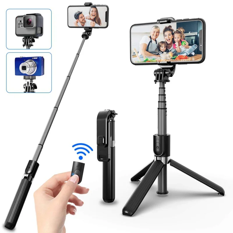 

Universal Bluetooth-compatible Selfie Stick Tripod Foldable Monopods Wireless Remote Shutter Self-Timer for Smartphones Camera