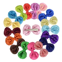 22colors 1pc sequin bowkont hairpins kids bow hairclips children glitter barrettes fashion solid color girl hairgrips accessorie