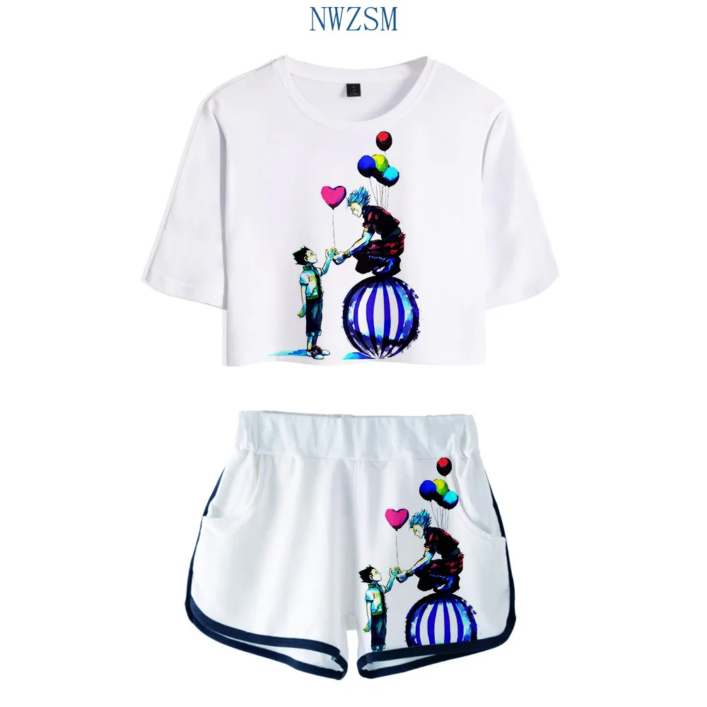 Anime Hunter X HIsoka 2 Piece Set Women Conjunto Feminino Crop Top and Shorts Two Outfits Cosplay Costumes |