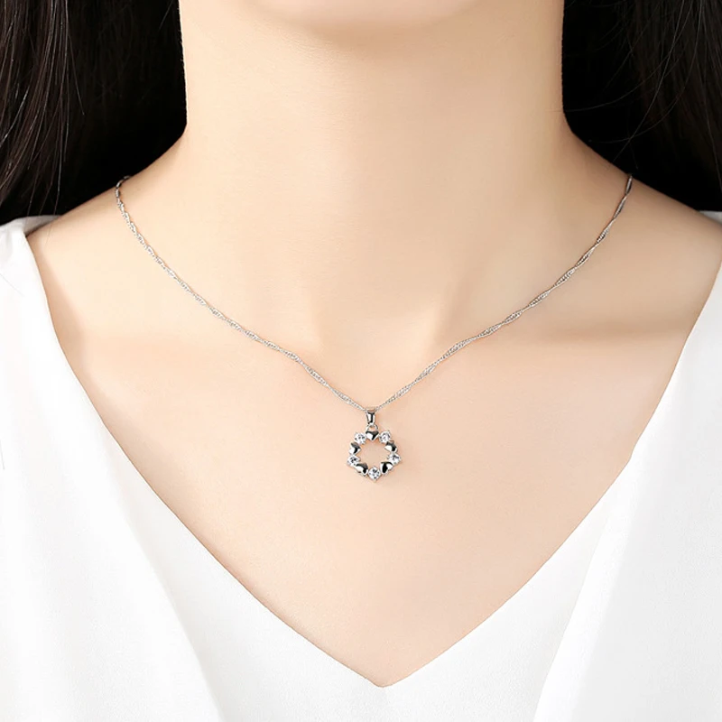 Ожерелье женское из серебра 925 пробы с кулоном в виде сердца|Ожерелья| |