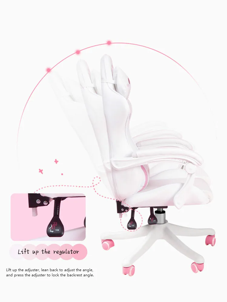 

Girl Pink Gaming Chair Swivel Chair Bedroom Cute Cartoon Computer Chair ergonomic chair Comfortable Adjustable Gamer Chair