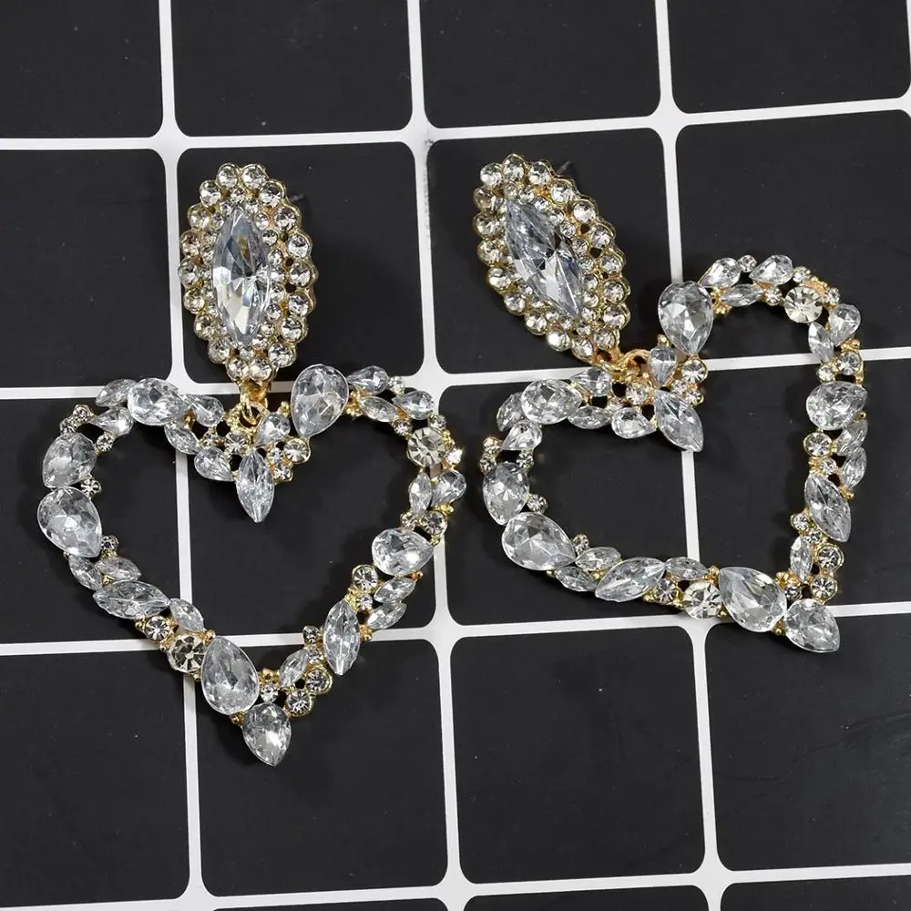 Корейские серьги в форме сердца стразы квадратные геометрические Висячие для