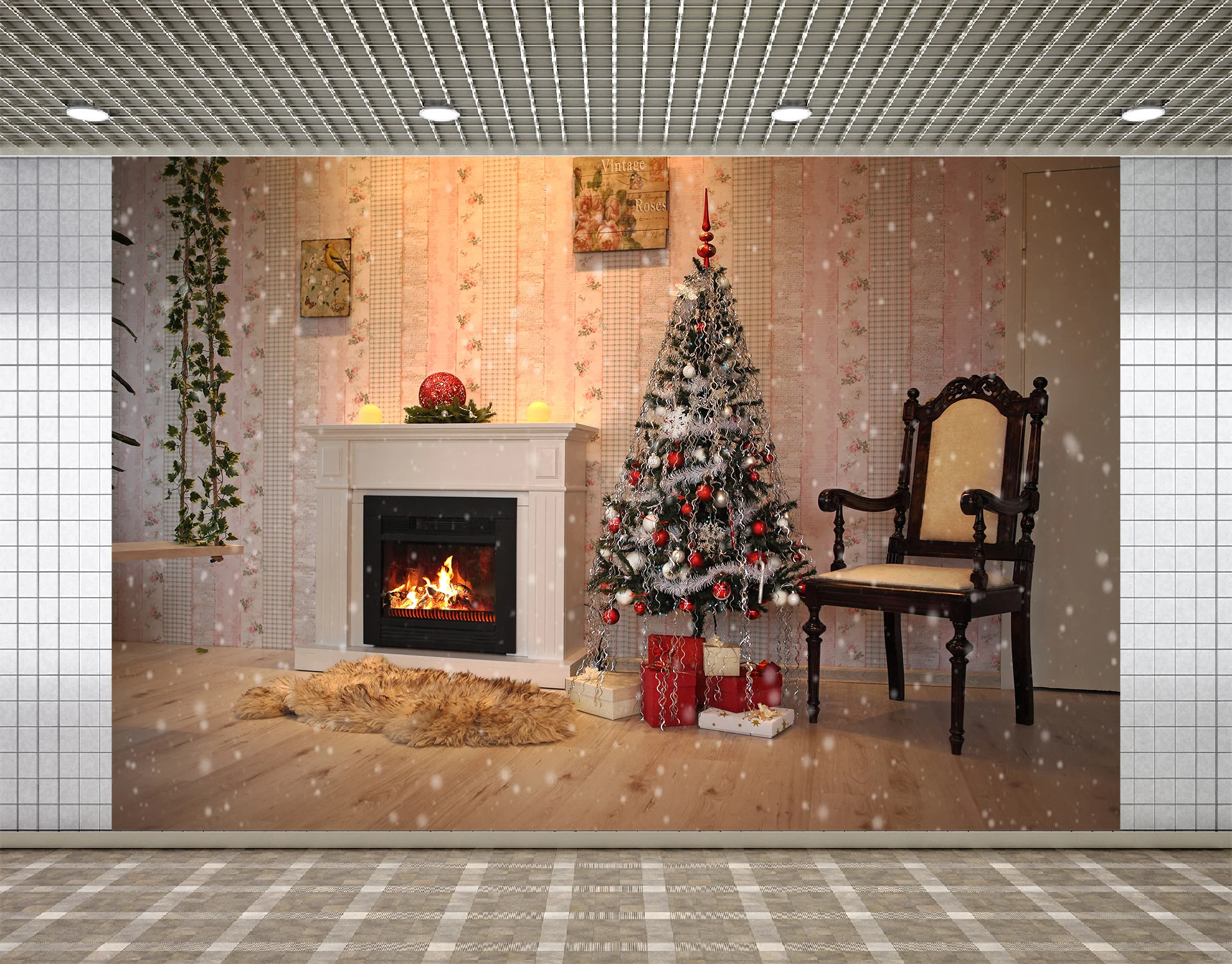 Lyavshi будуарный фон для фотосъемки с изображением рождественской елки кресла