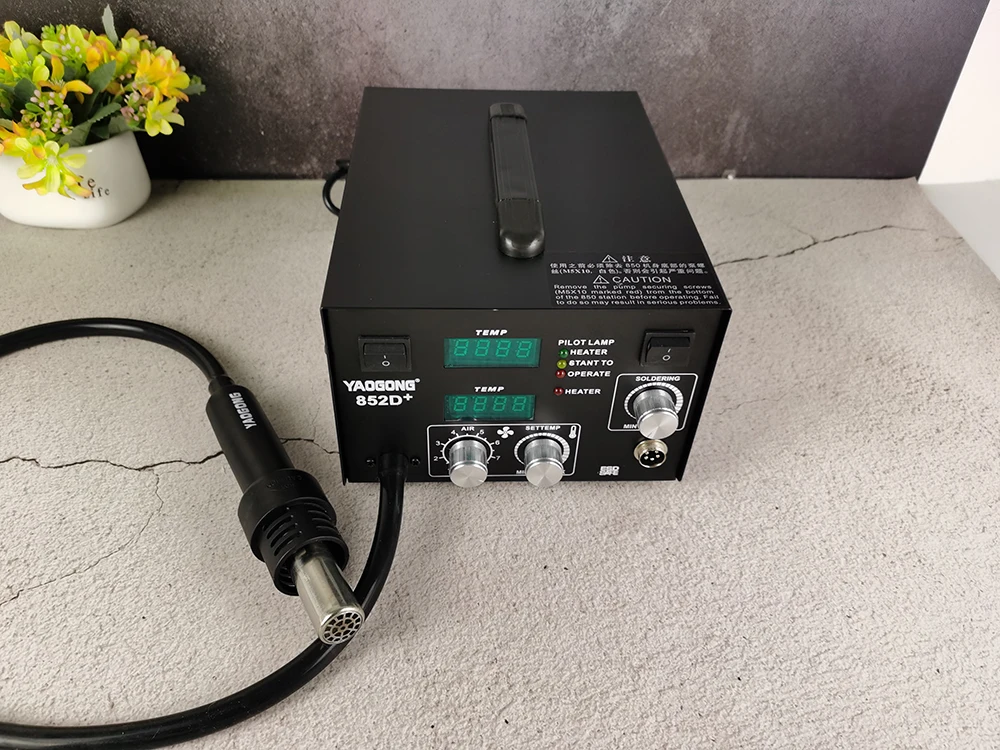 

Yaogong 852D+650W Air Pump Rework Station Type Double Digital Display Smd Heater Soldering Iron 2in1 YG-852D+