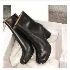 as show Zapatos mujer; Новинка; дизайнерские женские ботинки в стиле таби; женские ботильоны из натуральной кожи на массивном каблуке; Цвет серебристый, белый, черный; женская обувь - Цвет: as show