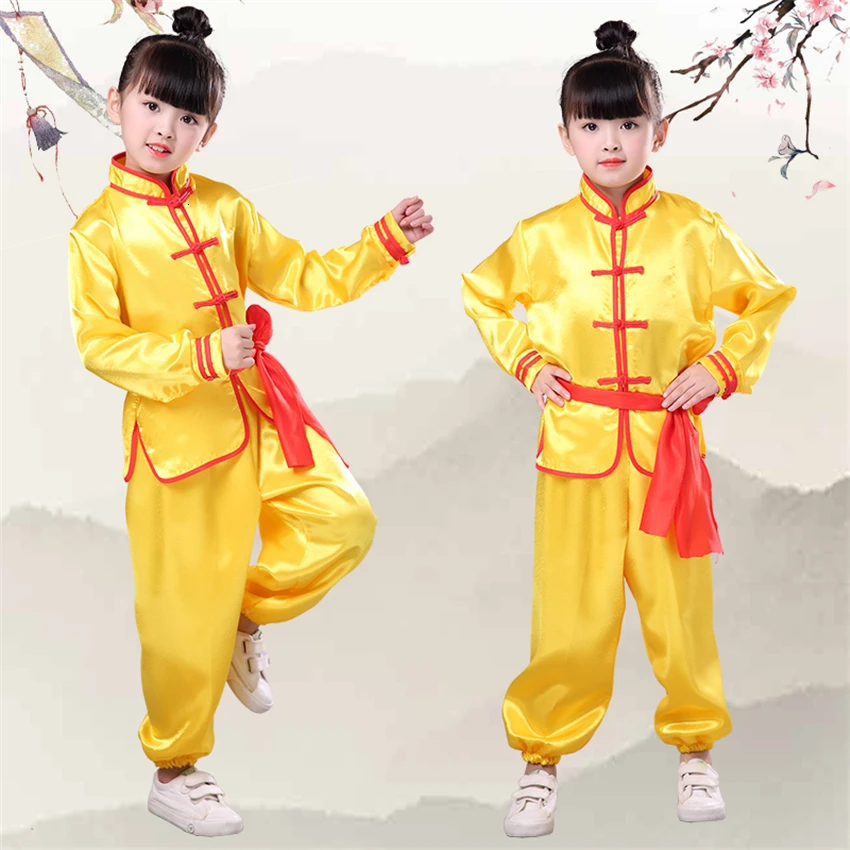 

Детская Китайская одежда кунг-фу, традиционная Униформа ушу Тай Чи для мальчиков и девочек, китайская культура, костюм Тан, костюмы для выст...