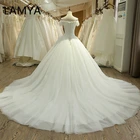 LAMYA Тюлевое свадебное платье со шлейфом, роскошное кружевное свадебное платье принцессы, элегантное женское платье
