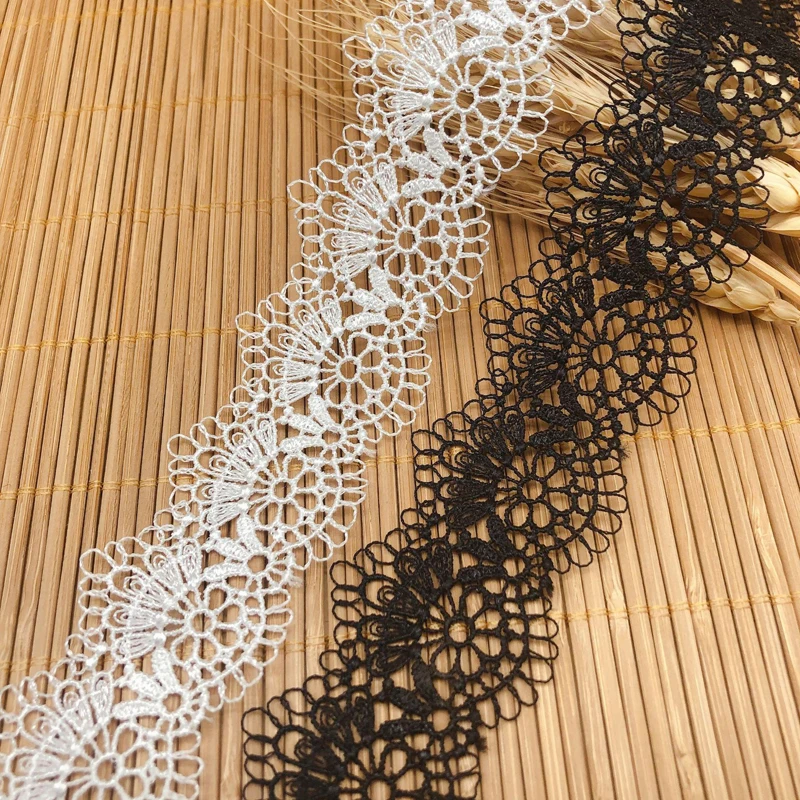 

14yards width 3.6cm black polyester light bar code lace embroidery lace water soluble fabric wedding dress lace accessories DIY