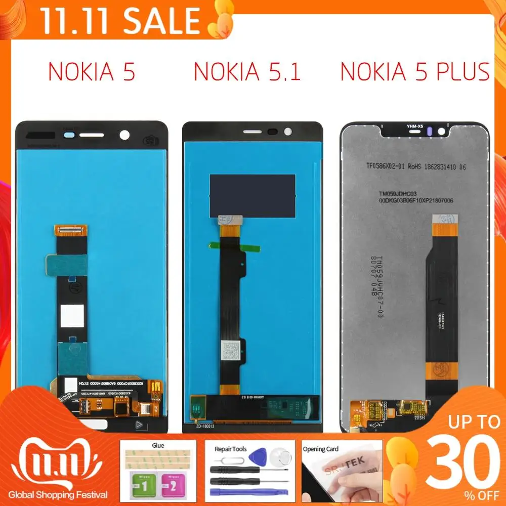 Для Nokia 5 1 ЖК дисплей сенсорный экран дигитайзер TA 1024 1027 1044 1053 1008 1030 1109 для Plus