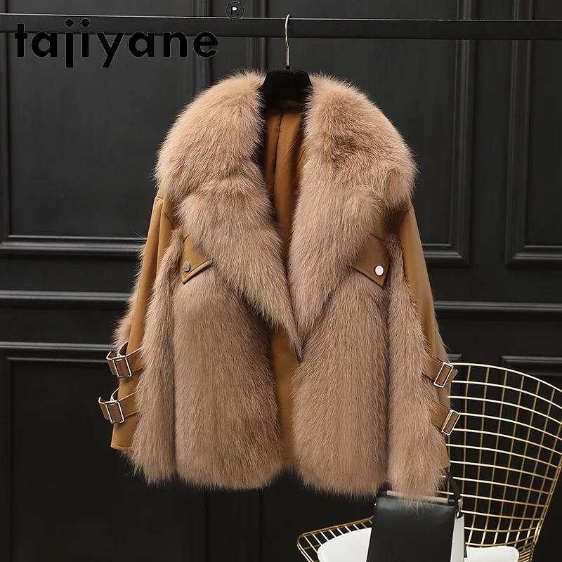 

Женская куртка Tajiyane, зимняя шуба из натурального Лисьего меха, одежда из овечьей кожи, TN1458, 2020