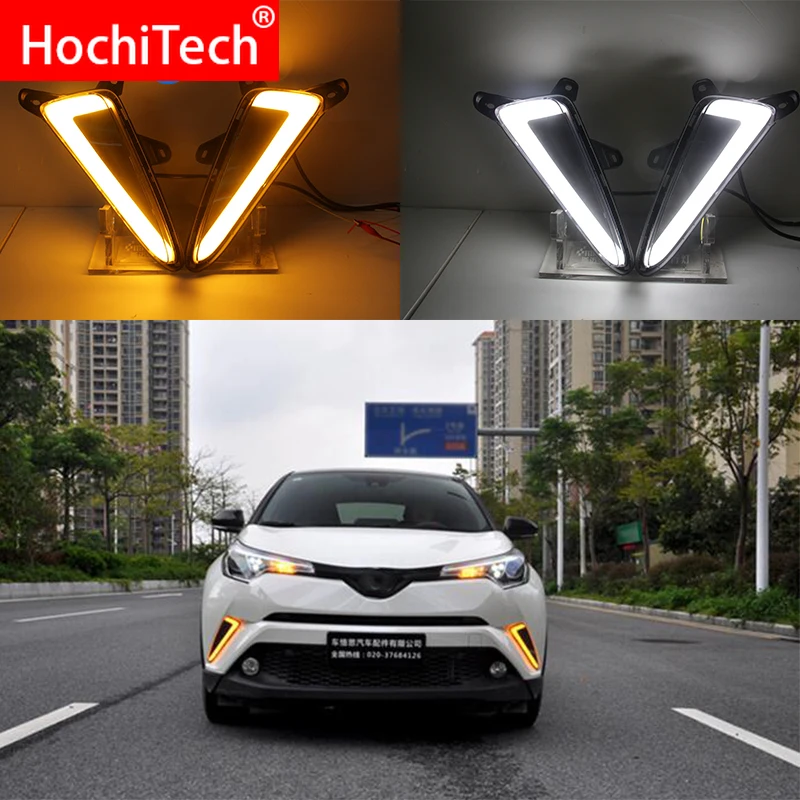 

Для Toyota C-HR CHR 2017 2018 2019 светодиодные дневные ходовые огни DRL Противотуманные фары с желтым указателем поворота